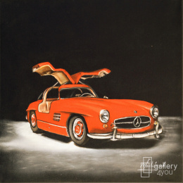 Fine art print Małgorzaty Ludwiczak Mercedes-Benz 300 SL Gullwing 1954 40x40 cm / 30x30 cm