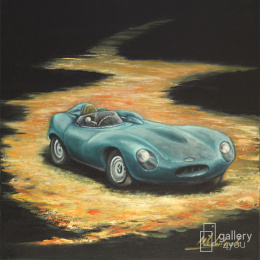 Fine art print Małgorzaty Ludwiczak Jaguar D-Type z 1954 roku 40x40 cm / 30x30 cm