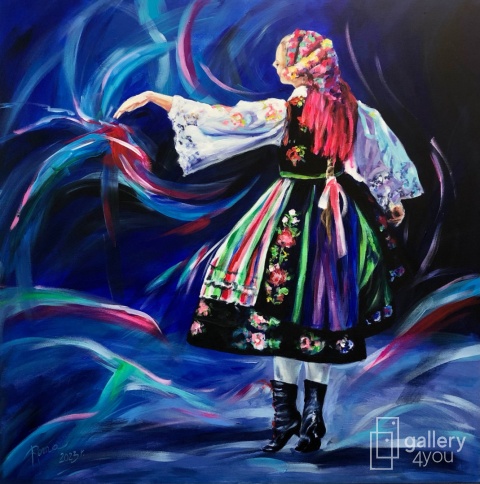 Gallery4U Obraz fine art print na płótnie bawełnianym Magdalena Rochoń "Amarantowa chusta" 90x90 cm - 40x 40 cm