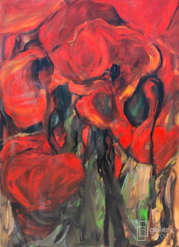Obraz akrylowy, ręcznie malowany - MAKI 2 wymiar 140x100 cm Małgorzata Cerkowiak