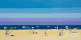 Rekalsujący obraz fine art print na płótnie bawełnianym Pawła Świątek Children of the Beach 50x100 cm